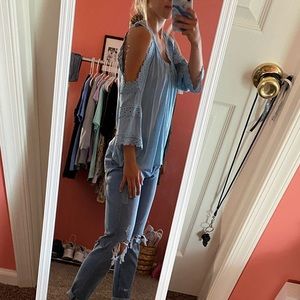 Charlotte Russe Teal Open Shoulder Top